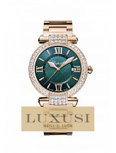 CHOPARD harga IMPERIALE HOUR-MINUTE 384221-5016 IMPERIALE 36 MM WATCH 18-CARAT ROSE GOLD, GREEN TOURMALINES AND DIAMONDS