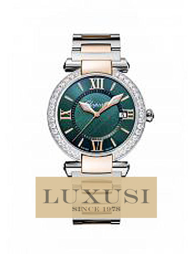 شوبارد Chopard سعر IMPERIALE HOUR-MINUTE 388532-6009 IMPERIALE 36 mm Watch 18-carat rose gold, stainless steel, green tourmalines and diamonds